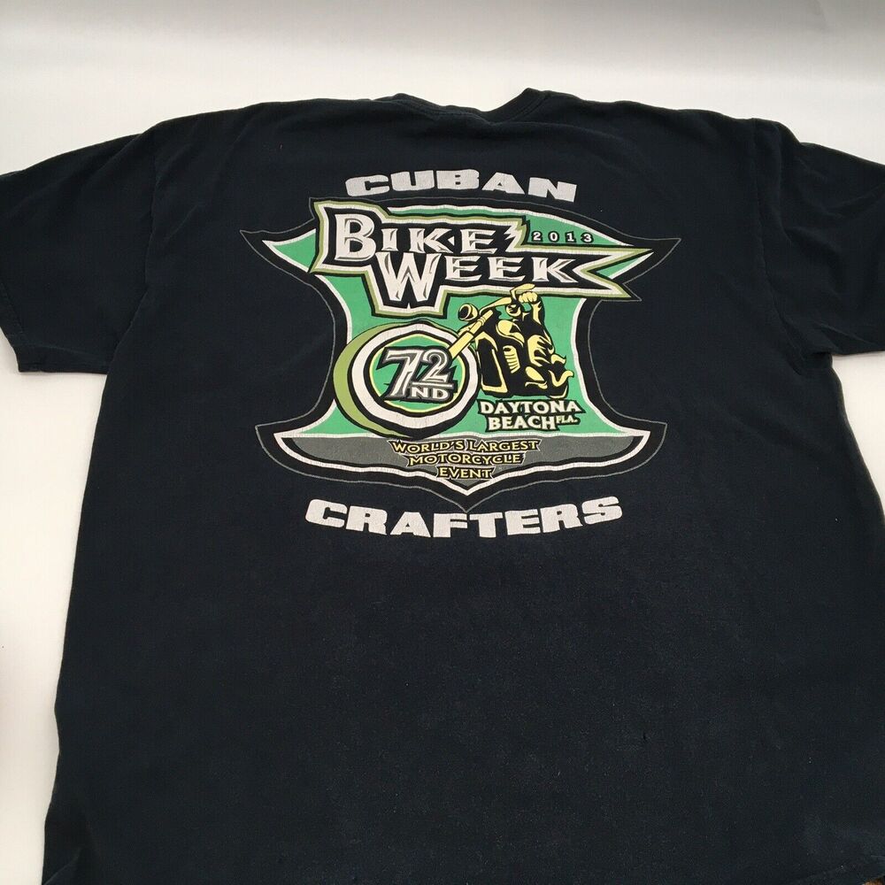 2013 Cuban Crafters Cigars Daytona Bike Week 1st Annual Cigar Burn T Shirt XL Bk